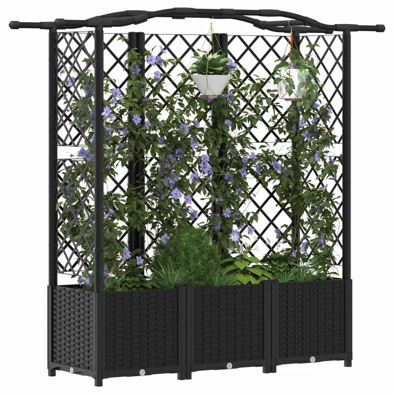 Pakeltas lovas su trelėmis ir stogu Juodas 163 x 40 x 141 cm PP