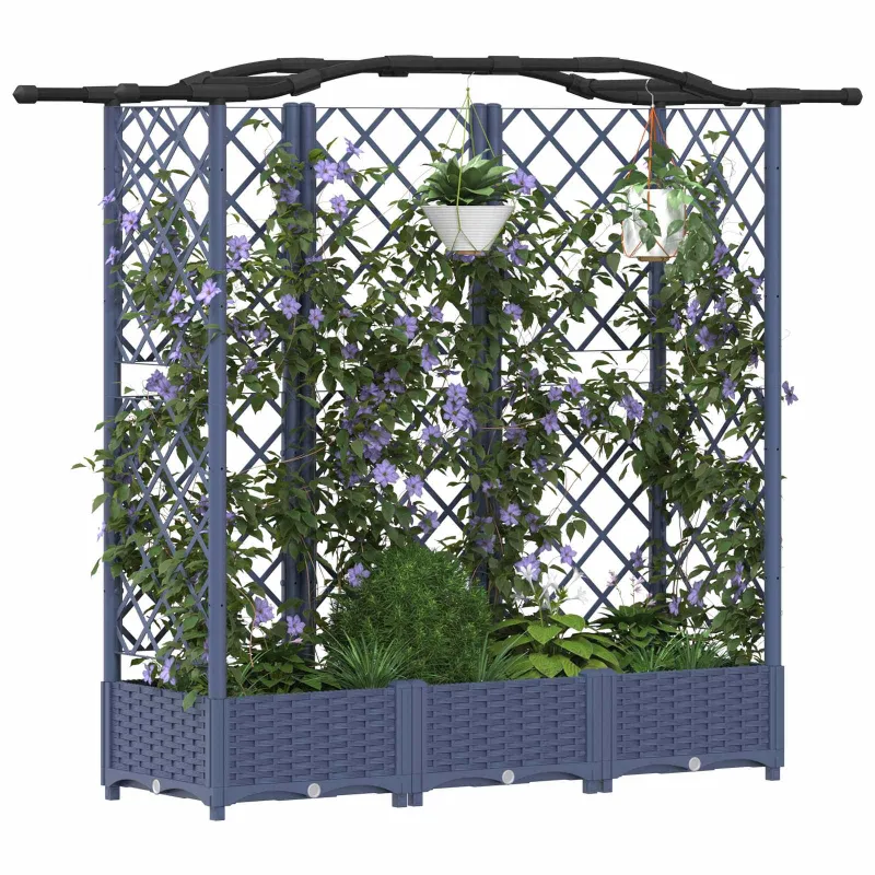 Pakeltas lovas su trelėmis ir stogu Pilka 163 x 40 x 126 cm PP