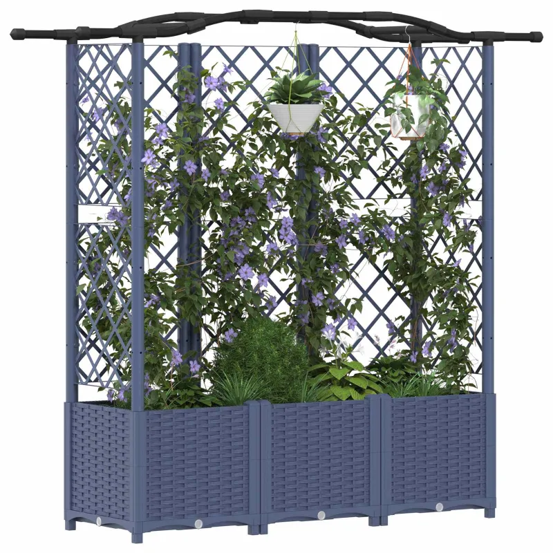 Pakeltas lovas su trelėmis ir stogu Pilka 163 x 40 x 141 cm PP