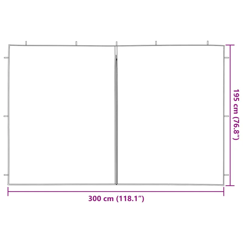 Šventinės palapinės šoninė siena 2 pcs Raudona 300 x 195 cm