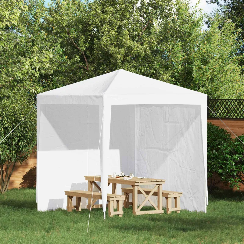 Šventinės palapinės šoninė siena 2 pcs Balta 200 x 195 cm