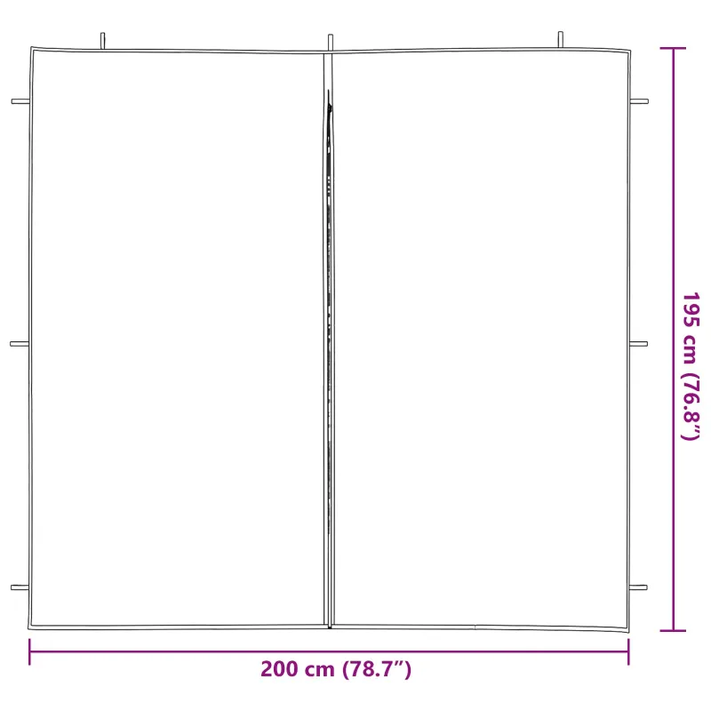 Šventinės palapinės šoninė siena 2 pcs Balta 200 x 195 cm