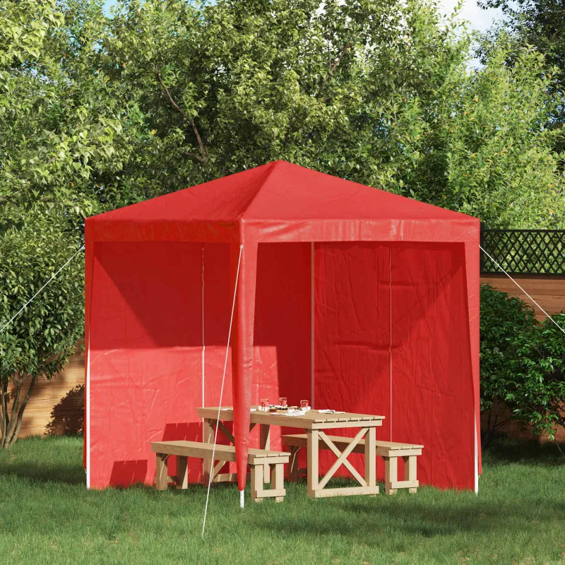 Šventinės palapinės šoninė siena 2 pcs Raudona 200 x 195 cm