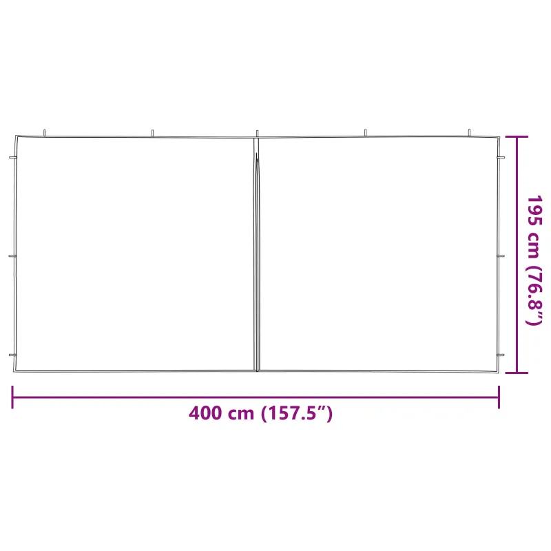 Šventinės palapinės šoninė siena 2 pcs Mėlyna 400 x 195 cm