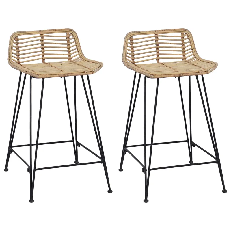 Baro taburetė 2 pcs Natūrali 44 x 45 x 76 cm Ratana ir Plienas