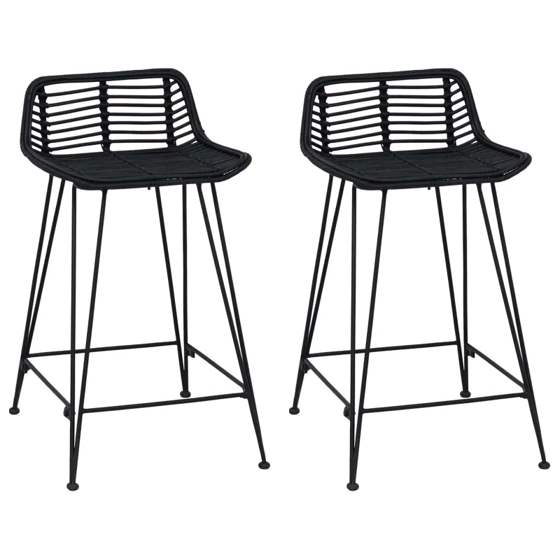 Baro taburetė 2 pcs Juoda 44 x 45 x 76 cm Ratana ir Plienas