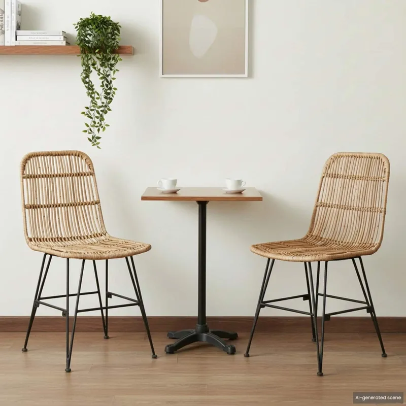 Valgomojo kėdė 2 pcs Natūrali 41 x 55 x 85 cm Ratana ir Plienas