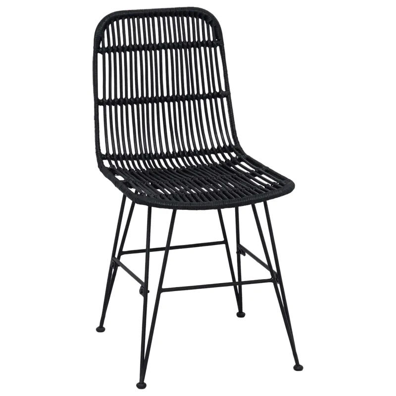 Valgomojo kėdė 2 pcs Juoda 41 x 55 x 85 cm Ratana ir Plienas