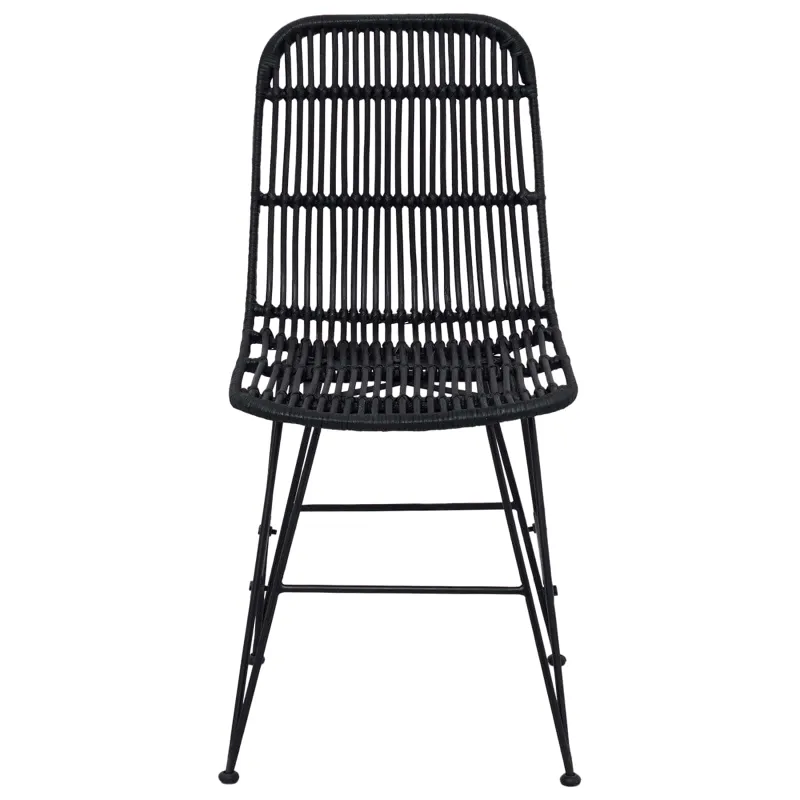 Valgomojo kėdė 2 pcs Juoda 41 x 55 x 85 cm Ratana ir Plienas