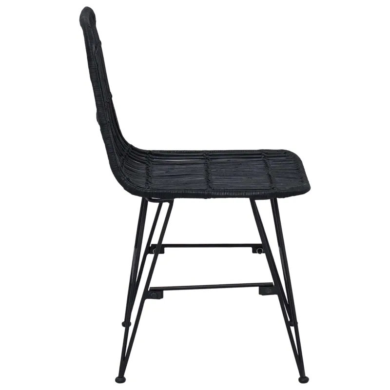 Valgomojo kėdė 2 pcs Juoda 41 x 55 x 85 cm Ratana ir Plienas