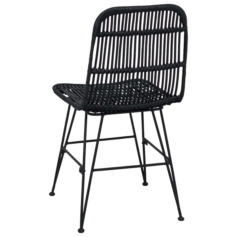 Valgomojo kėdė 2 pcs Juoda 41 x 55 x 85 cm Ratana ir Plienas