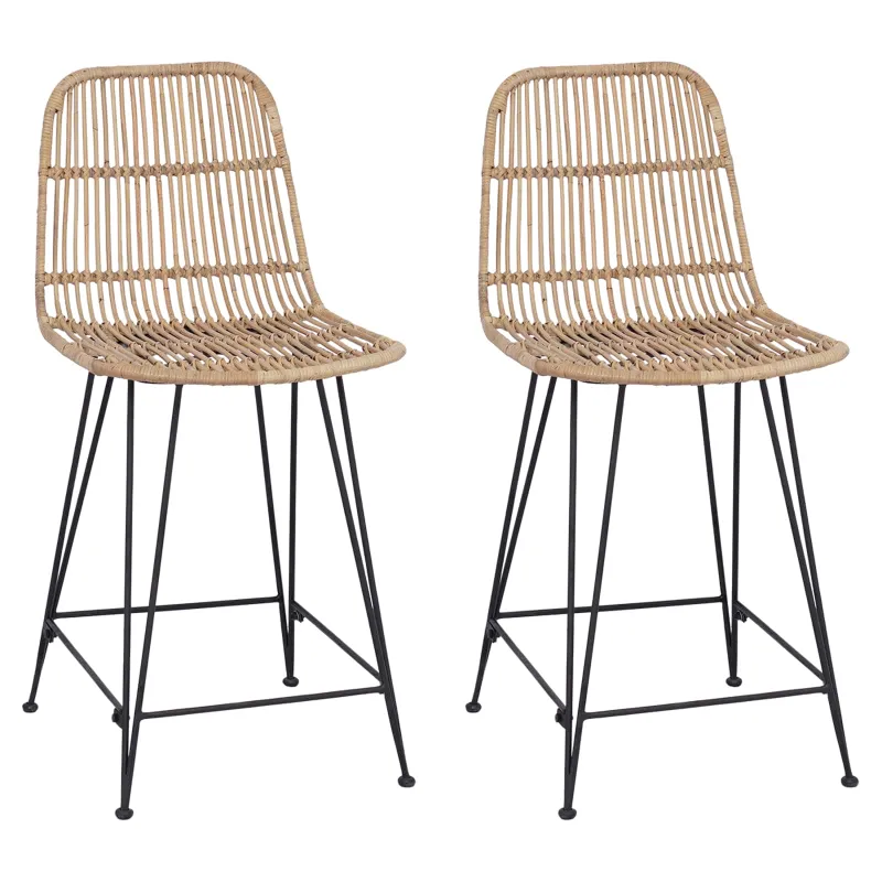 Baro taburetė 2 pcs Natūrali 44 x 54 x 96 cm Ratana ir Plienas