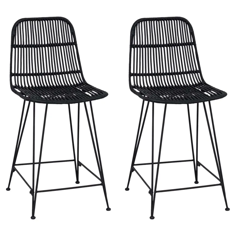 Baro taburetė 2 pcs Juoda 44 x 54 x 96 cm Ratana ir Plienas