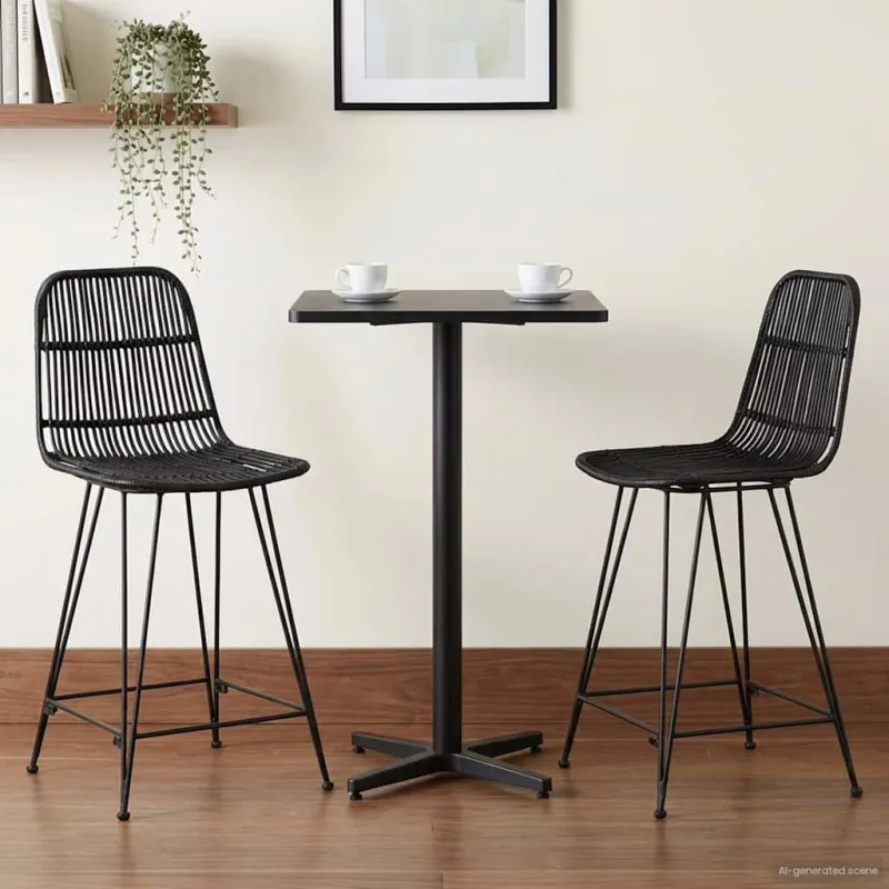 Baro taburetė 2 pcs Juoda 44 x 54 x 96 cm Ratana ir Plienas