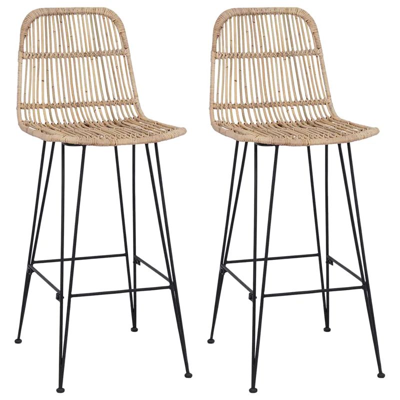 Baro taburetė 2 pcs Natūrali 44 x 55 x 109 cm Ratana ir Plienas