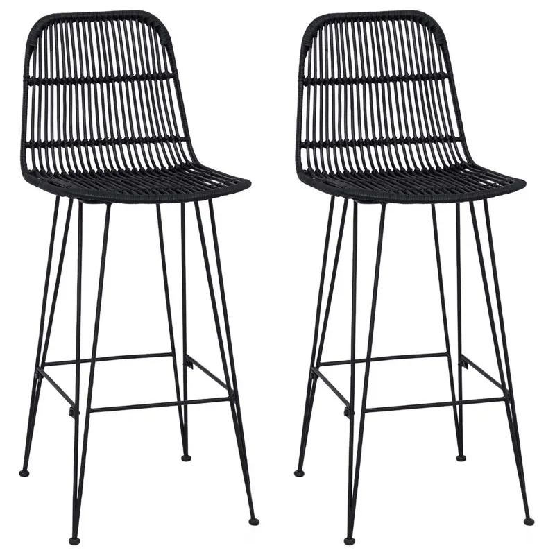 Baro taburetė 2 pcs Juoda 44 x 55 x 109 cm Ratana ir Plienas