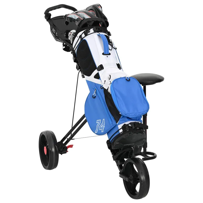 Golfinis vežimėlis su sėdyne Juoda 95 x 69 x 114 cm Geležis