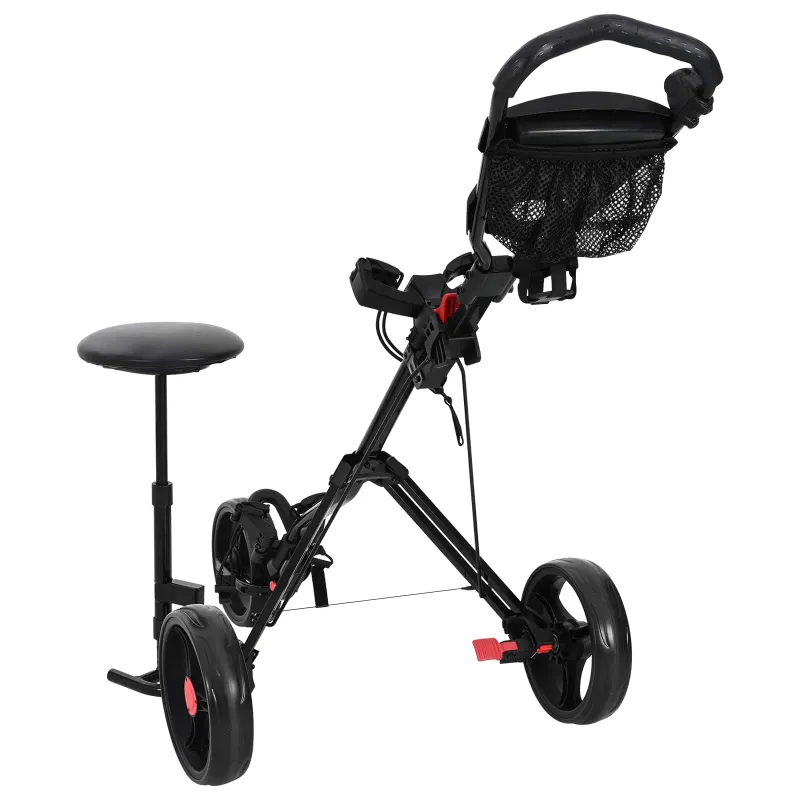 Golfinis vežimėlis su sėdyne Juoda 95 x 69 x 114 cm Geležis