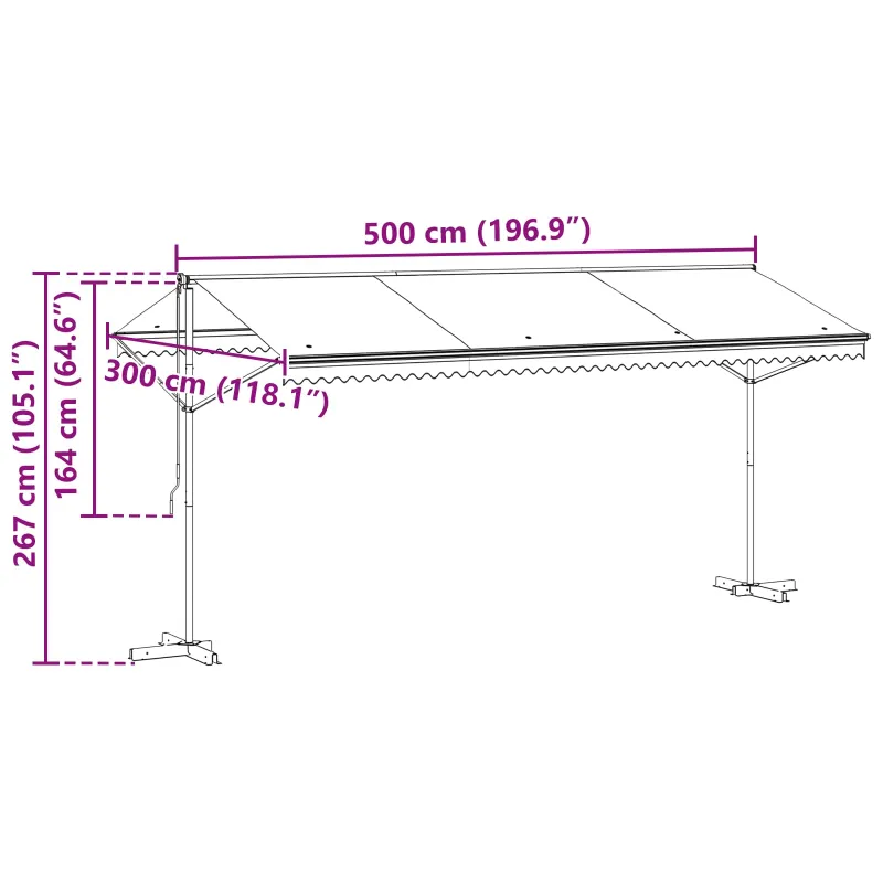 Atvira markizė Antracito 5 x 3 m Poliesteris