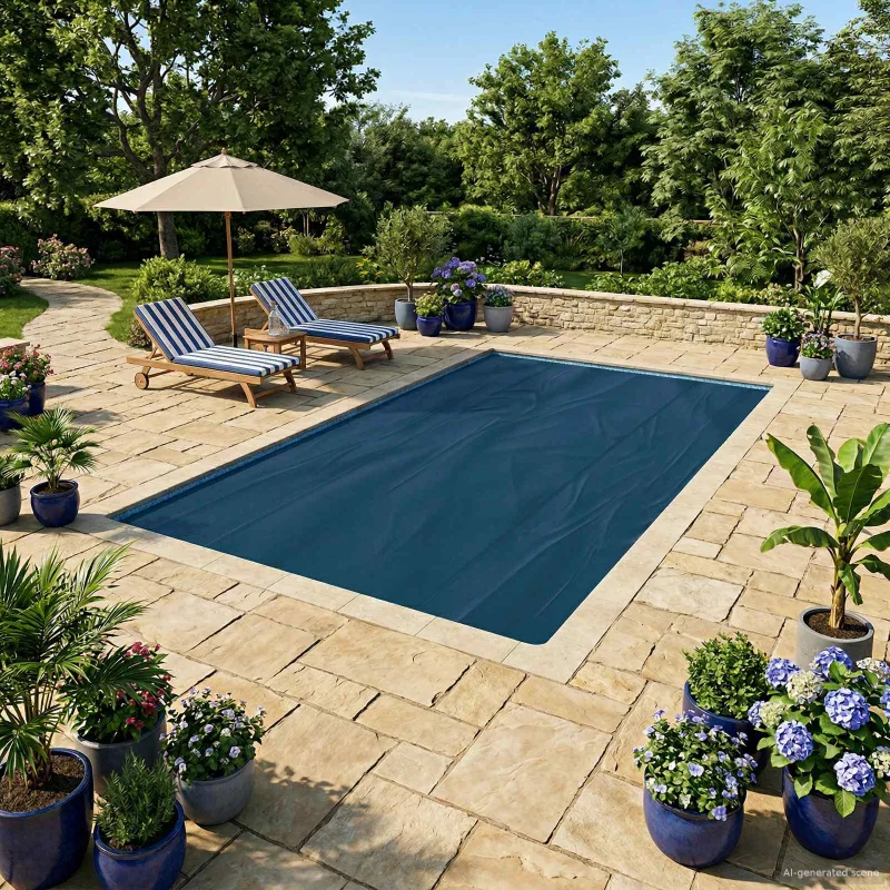 Solonginė baseino uždanga sunkios kokybės 300 x 200 cm, 200 μm