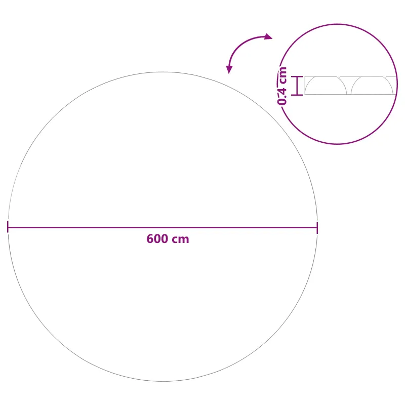 Saulės Baseino Uždanga Ø 600 cm 110 μm Apvali PE Juoda