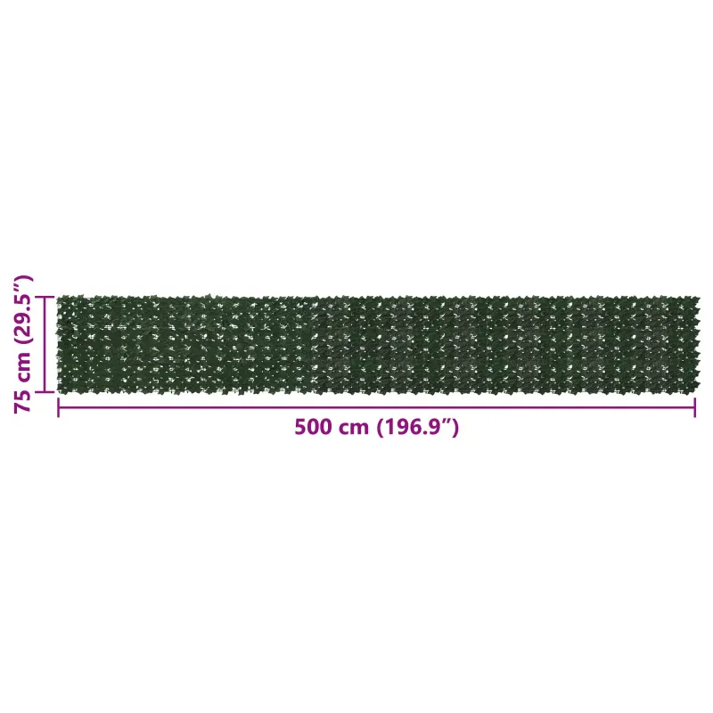 Balkono ekranas su lapais Tamsiai žalia 500 x 75 cm