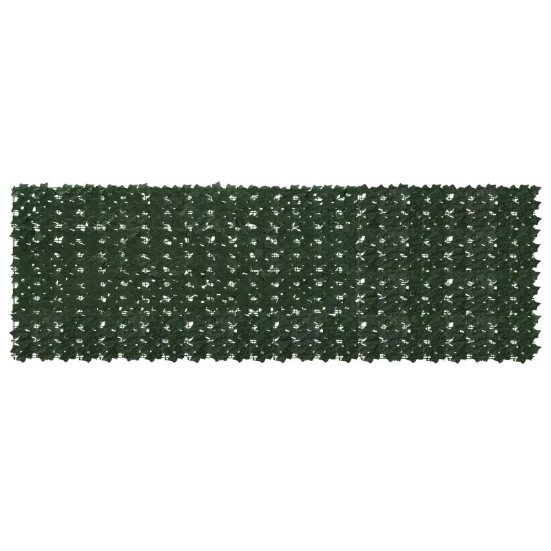 Balkono ekranas su lapais Tamsiai žalia 300 x 100 cm