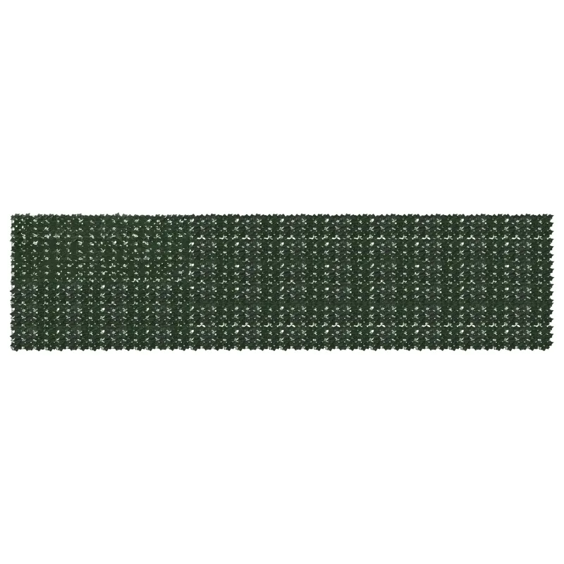 Balkono ekranas su lapais Tamsiai žalia 600 x 150 cm