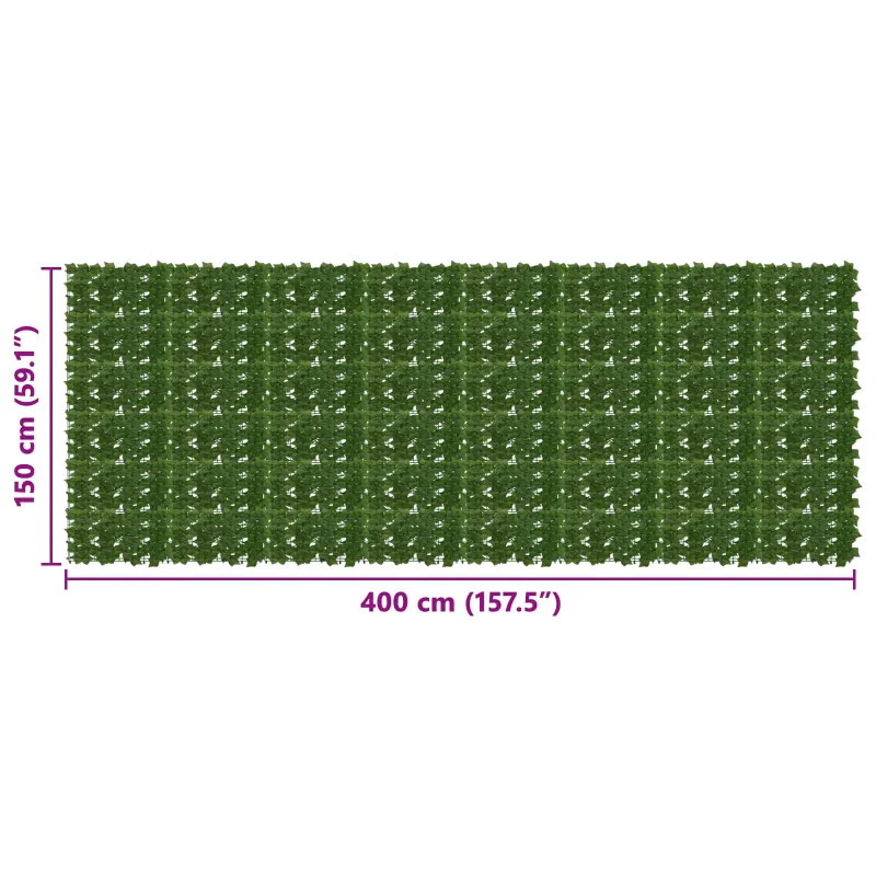 Balkono ekranas su lapais Žalia 400 x 150 cm