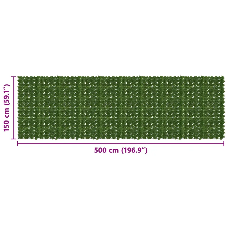Balkono ekranas su lapais Žalia 500 x 150 cm