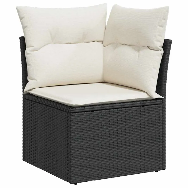 Sodo sohvaryhmä 9 osaa, musta ja kerma, polyrattanu