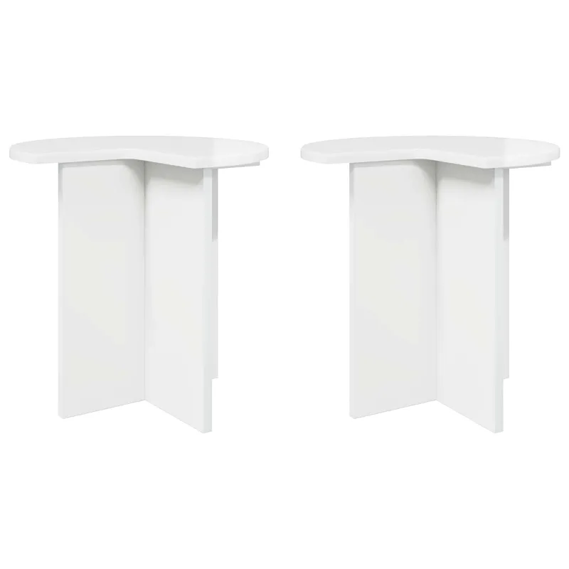 Šoninis stalas su saugykla 2 pcs Itin blizgi balta Ø 39 x 38 cm