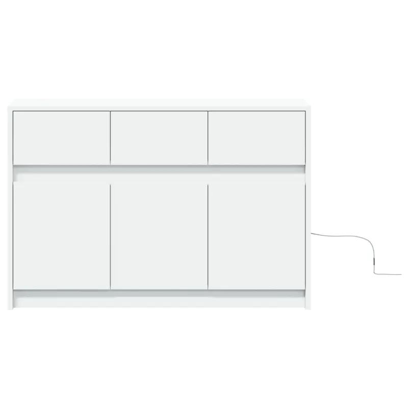 Televizoriaus spintelė su LED, balta, 91x34x61cm, mediena