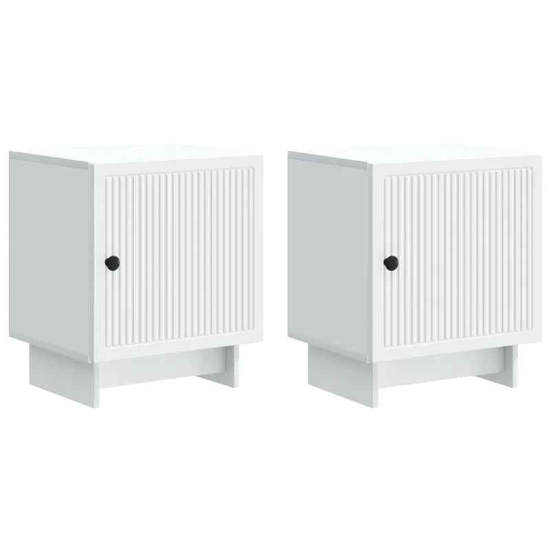 Šalia lovos spintelė 2 pcs Balta 43 x 34,5 x 50 cm