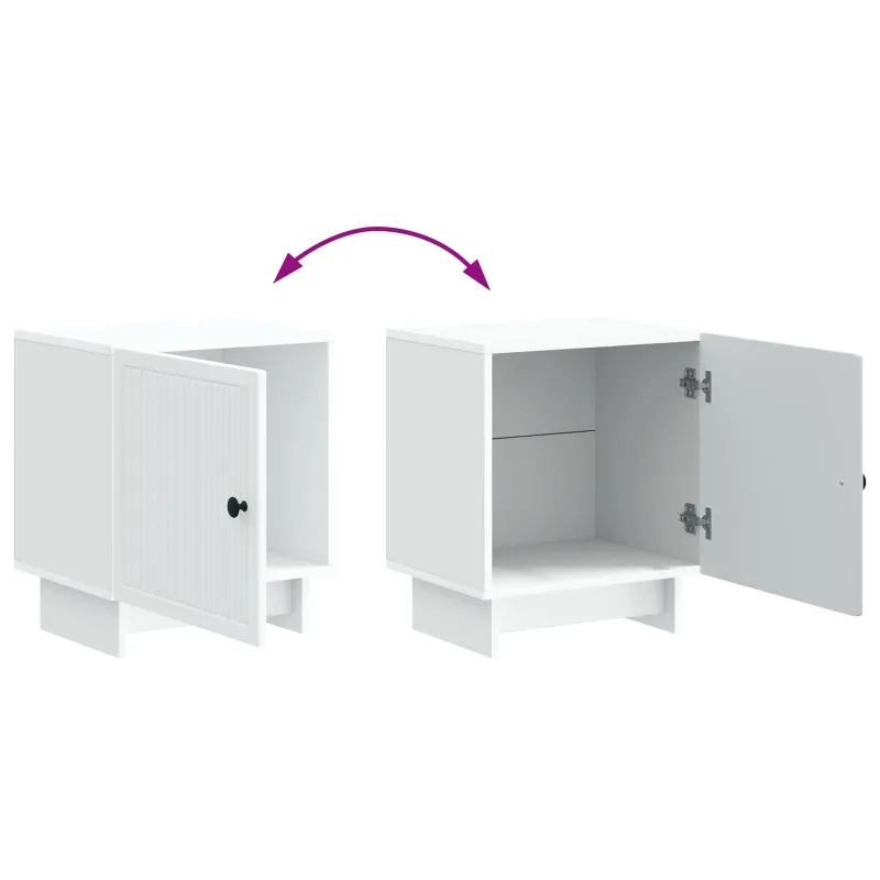 Šalia lovos spintelė 2 pcs Balta 43 x 34,5 x 50 cm
