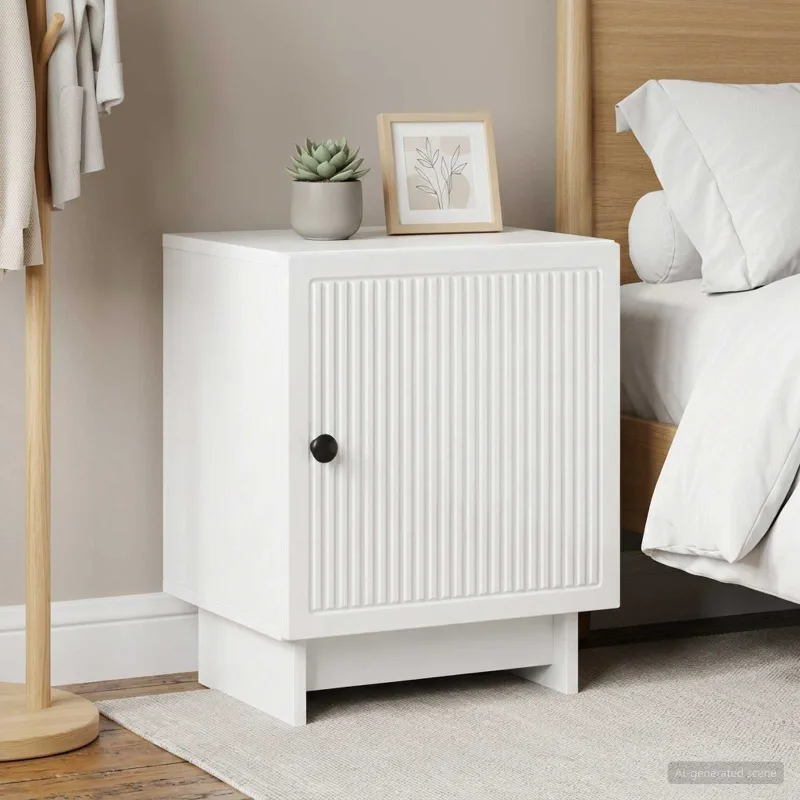 Šalia lovos spintelė 2 pcs Itin blizgi balta 43 x 34,5 x 50 cm