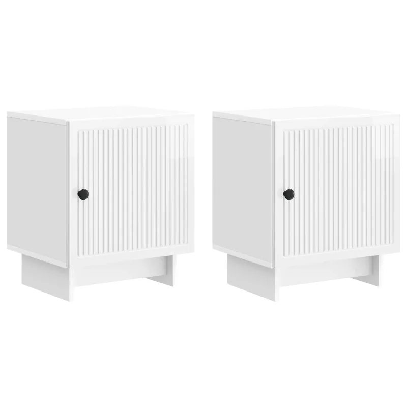 Šalia lovos spintelė 2 pcs Itin blizgi balta 43 x 34,5 x 50 cm