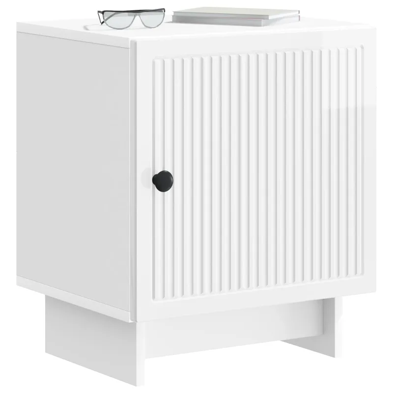 Šalia lovos spintelė 2 pcs Itin blizgi balta 43 x 34,5 x 50 cm