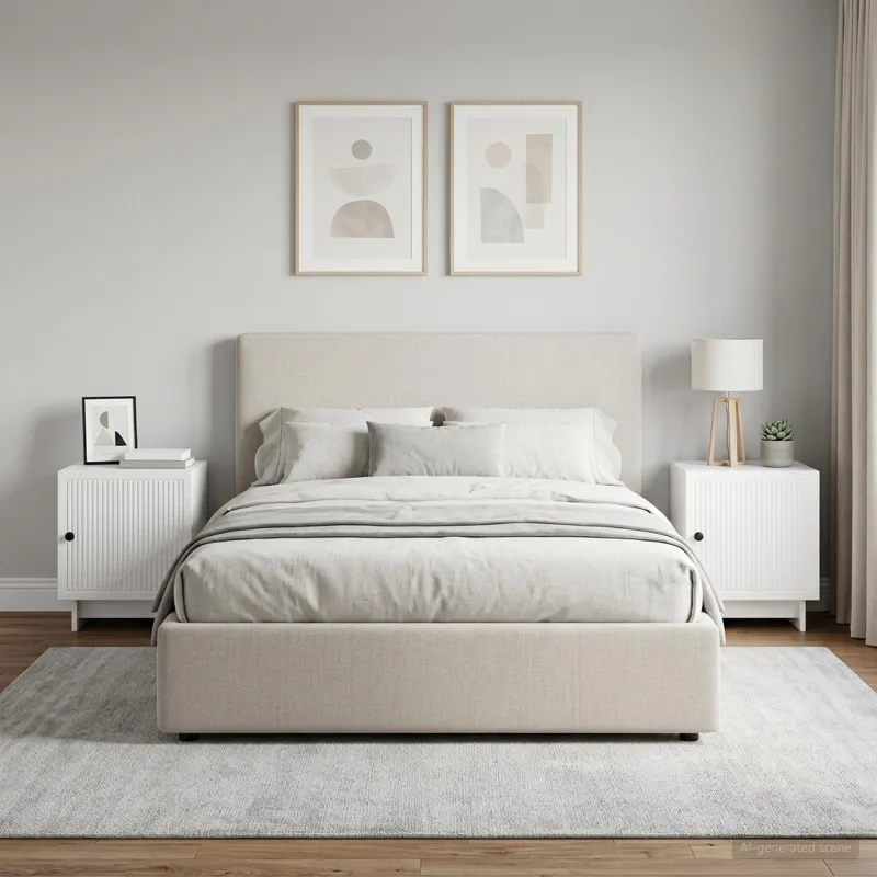 Šalia lovos spintelė 2 pcs Itin blizgi balta 43 x 34,5 x 50 cm