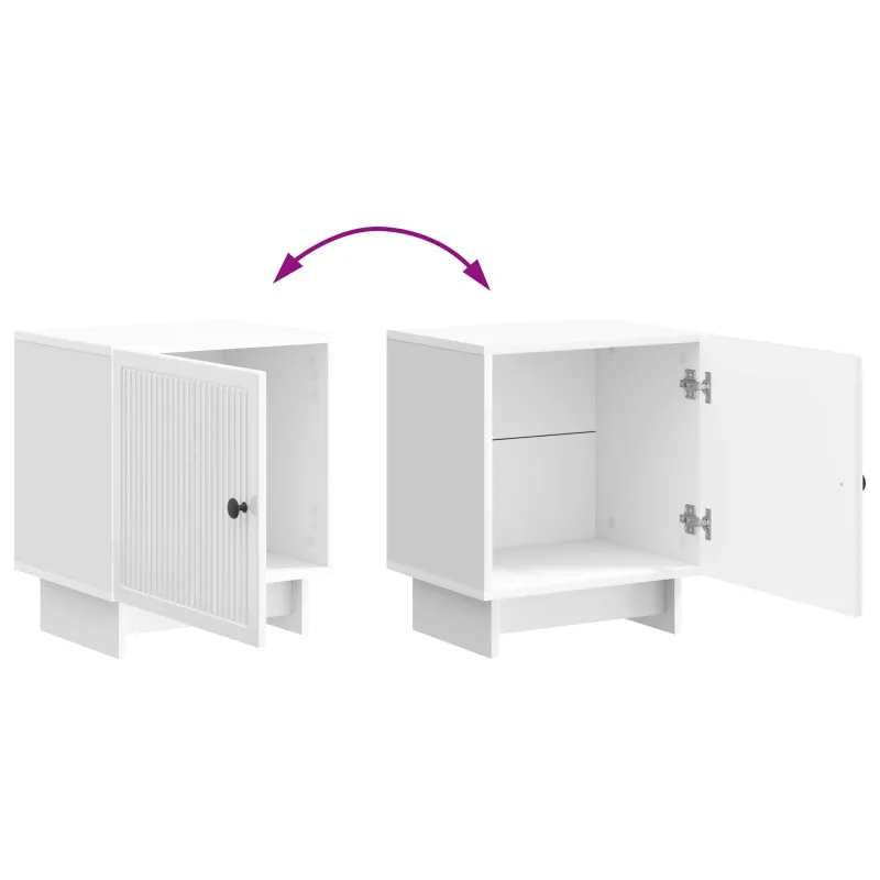 Šalia lovos spintelė 2 pcs Itin blizgi balta 43 x 34,5 x 50 cm