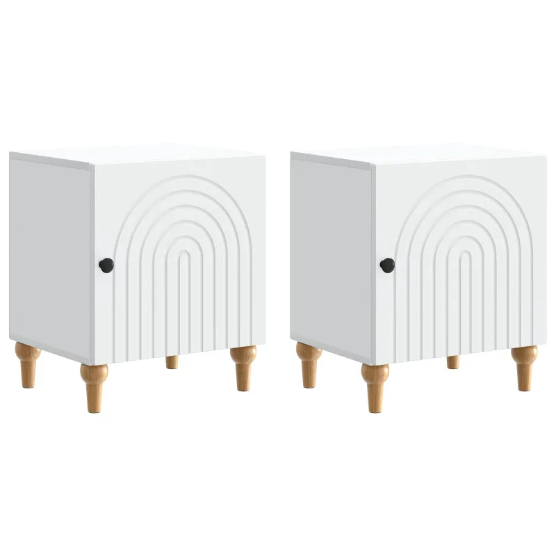Šalia lovos spintelė 2 pcs Balta 43 x 34,5 x 50 cm