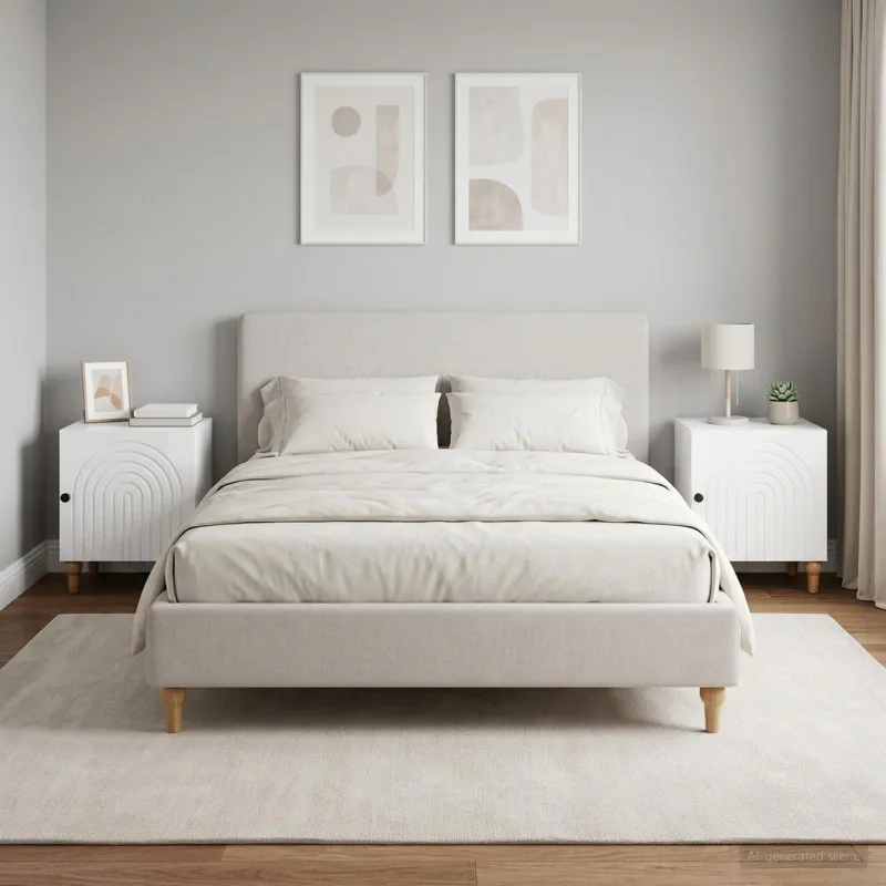 Šalia lovos spintelė 2 pcs Itin blizgi balta 43 x 34,5 x 50 cm