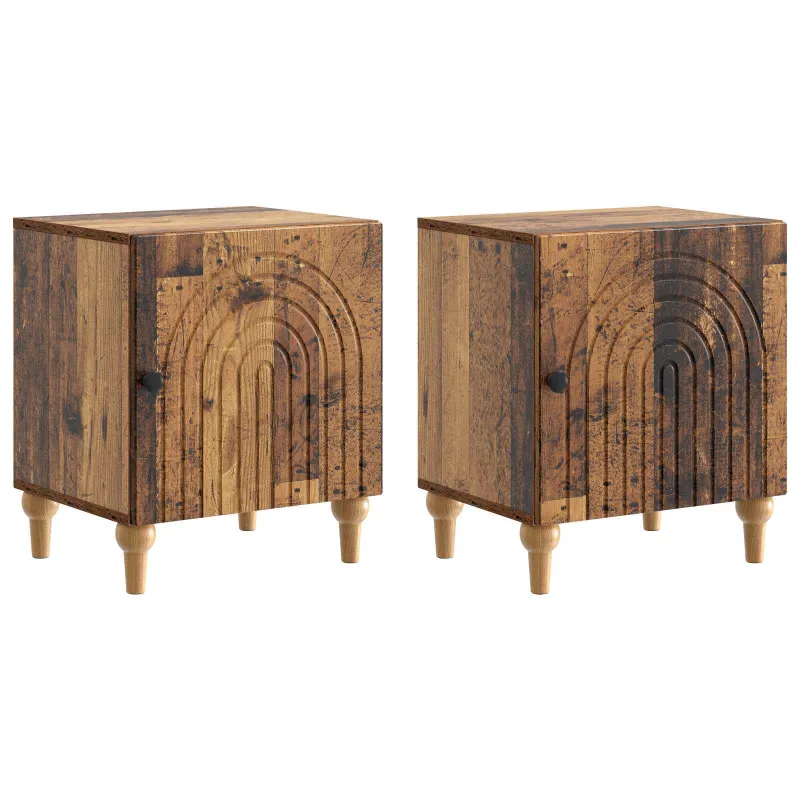 Šalia lovos spintelė 2 pcs Sendintos medienos 43 x 34,5 x 50 cm