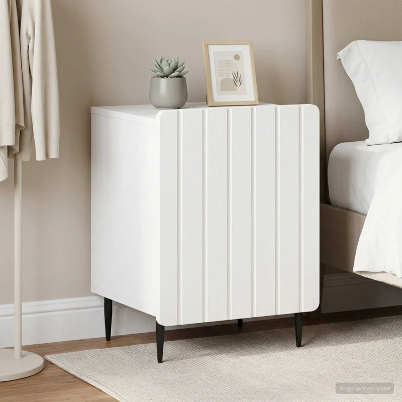 Šalia lovos spintelė 2 pcs Balta 43 x 34,5 x 52 cm