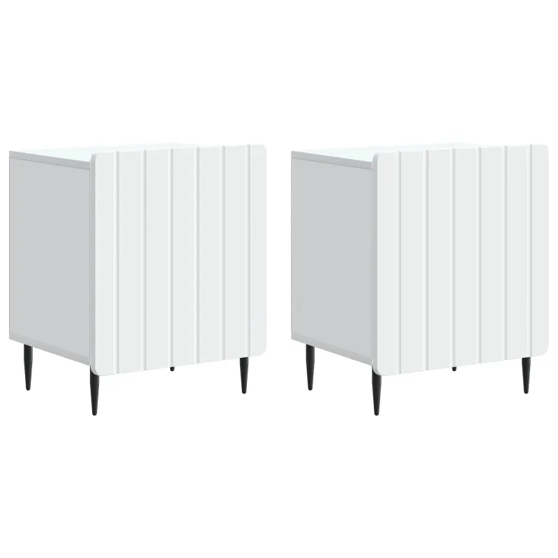 Šalia lovos spintelė 2 pcs Balta 43 x 34,5 x 52 cm