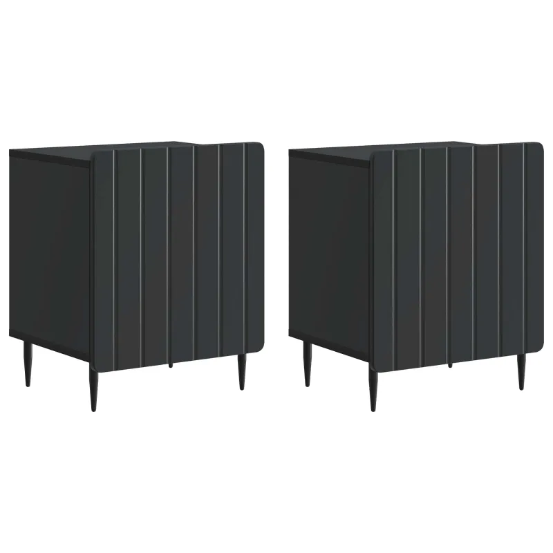 Šalia lovos spintelė 2 pcs Juoda 43 x 34,5 x 52 cm