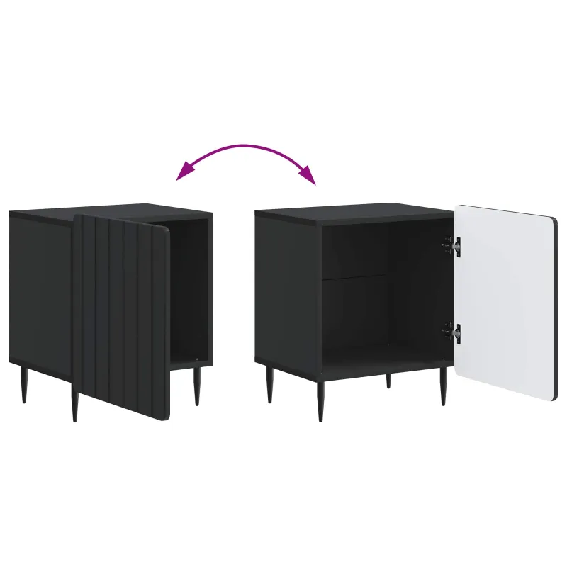Šalia lovos spintelė 2 pcs Juoda 43 x 34,5 x 52 cm