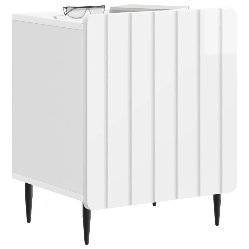 Šalia lovos spintelė 2 pcs Itin blizgi balta 43 x 34,5 x 52 cm