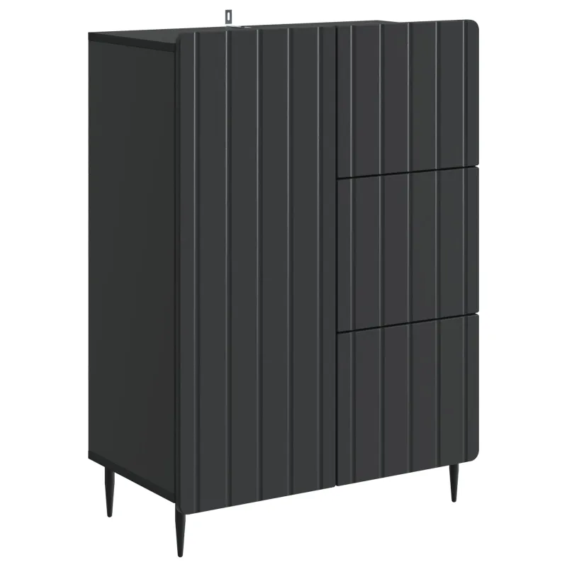 Kabalas su stalčių Juoda 66 x 34,5 x 91,5 cm Apdirbta mediena