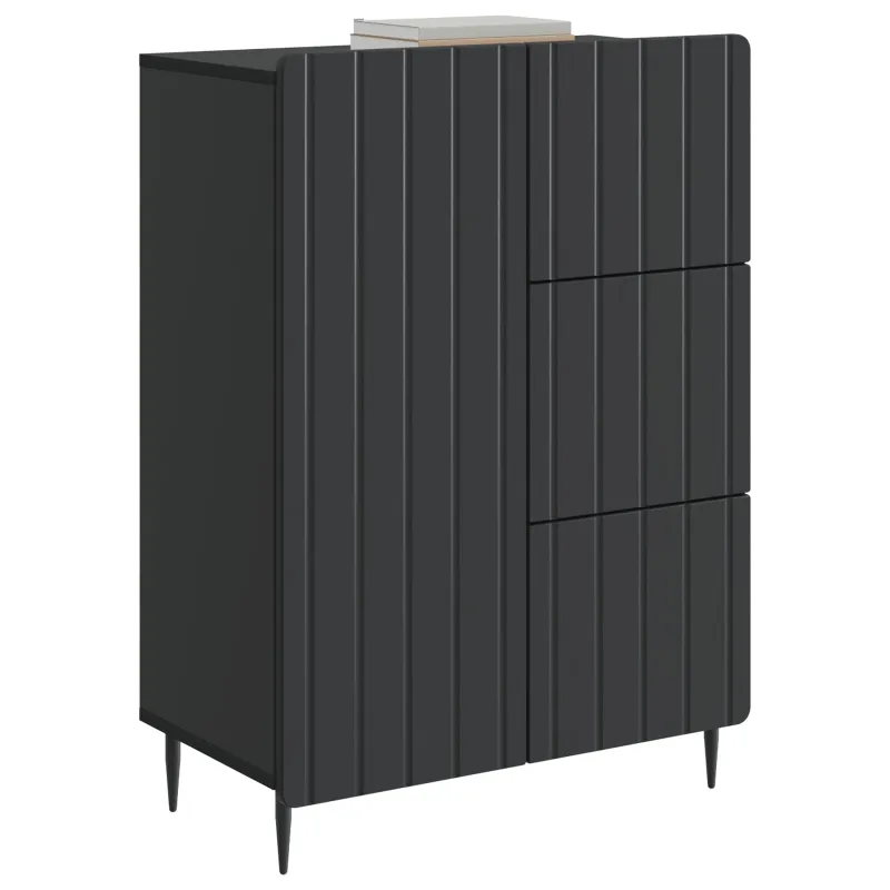 Kabalas su stalčių Juoda 66 x 34,5 x 91,5 cm Apdirbta mediena